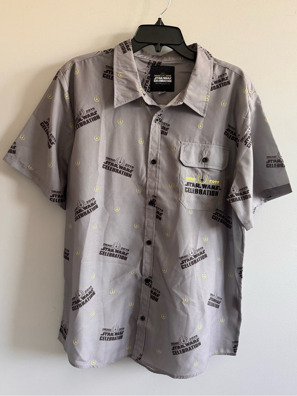 Star Wars Celebration Chicago 2019 Button Up Shirt Gray Large